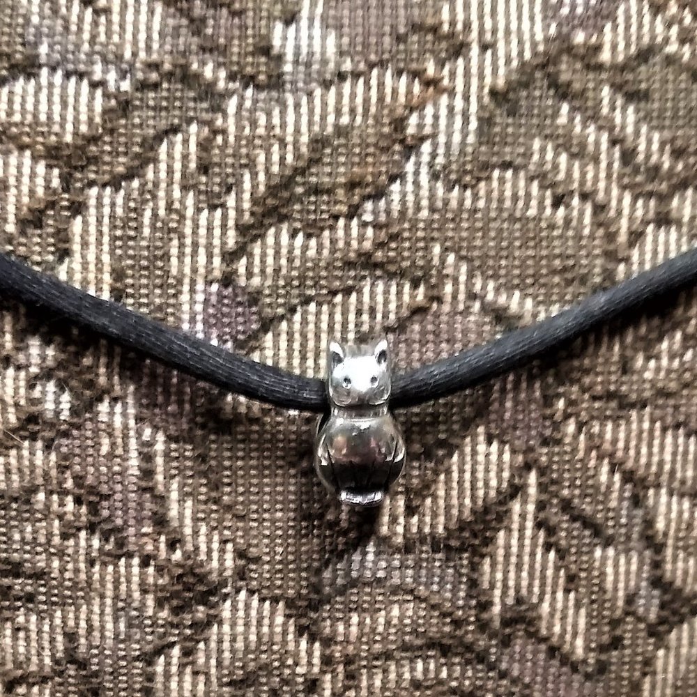 SolidSterling Silver Fat Cat Pendant Charm